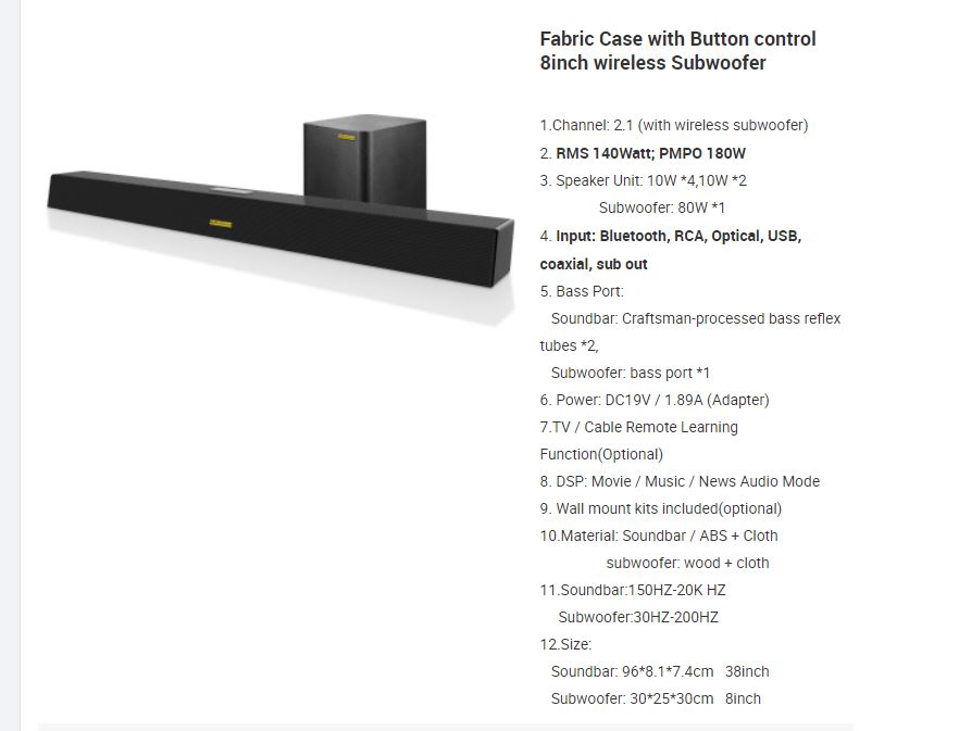 Baldvinsson hljóðstöng með bassaboxi